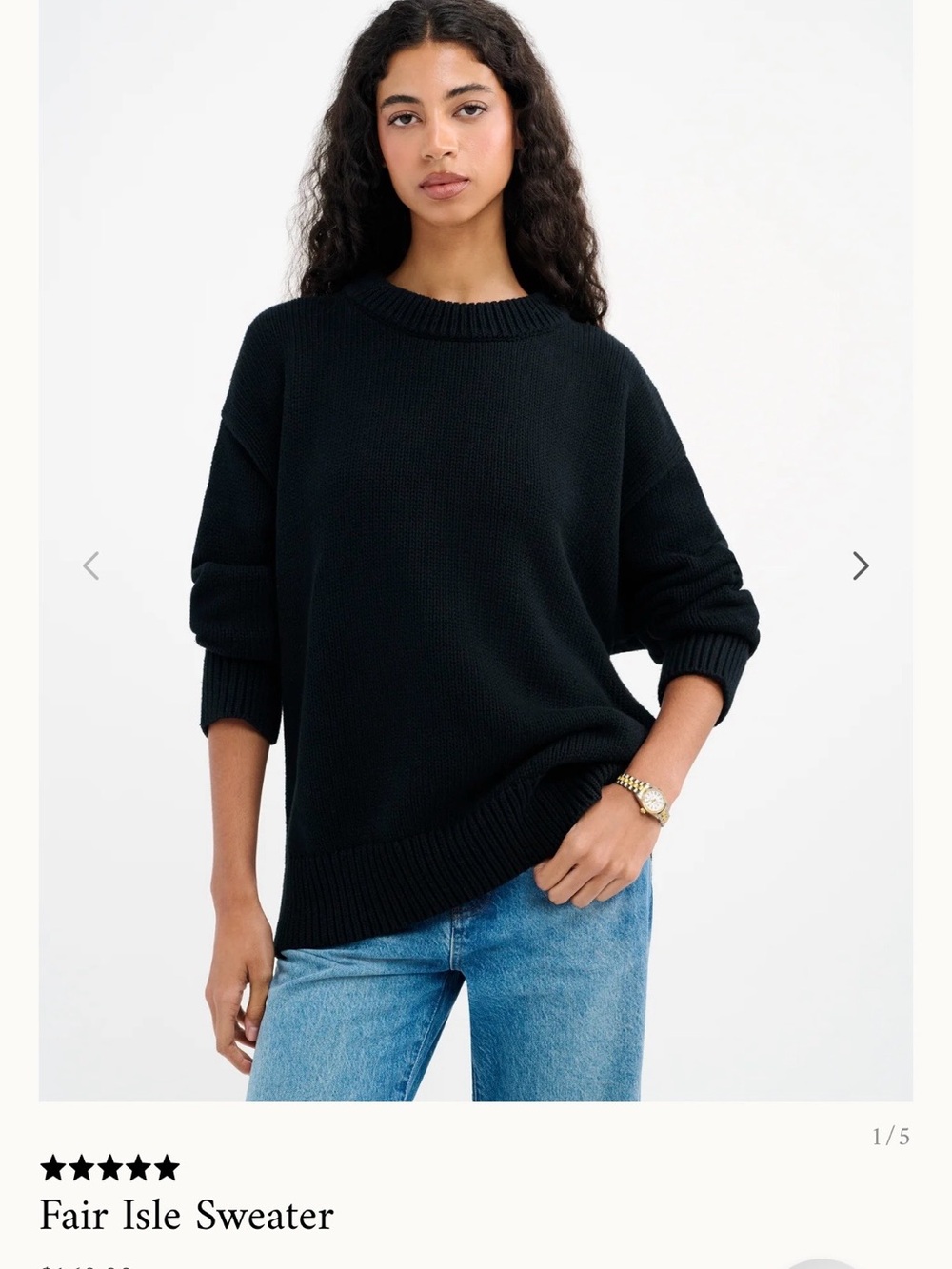 NWT Rumored Black Fair Isle Relaxed Crewneck Sweater